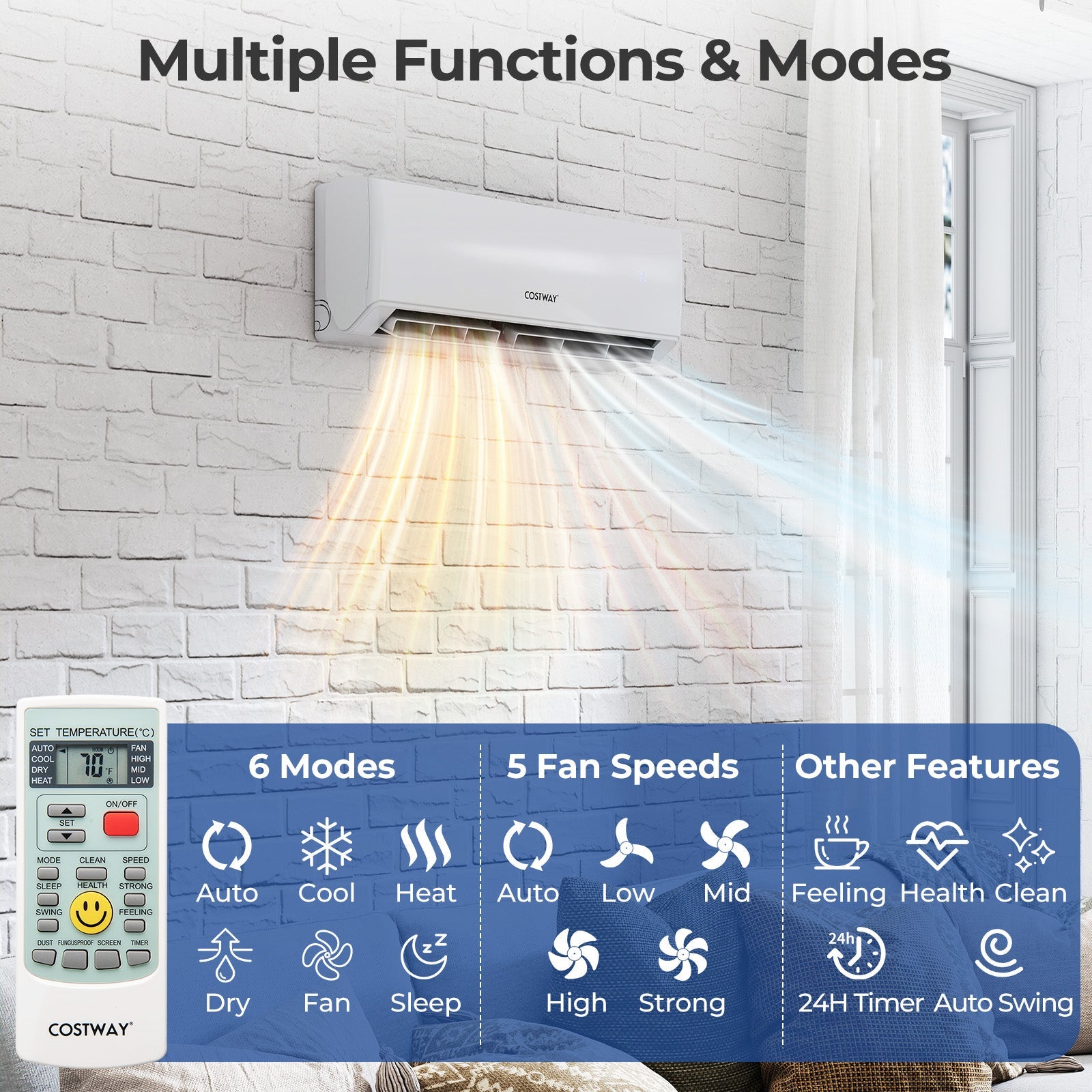 36000 BTU 4 Zone 23 SEER2 Mini Split Air Conditioner Wifi Enabled with Heat Pump