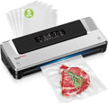 Bonsenkitchen Vacuum Sealer Machine | Compact Food Sealer for Kitchen Storage & Meal Prep | Multiple Modes | External Vacuum System | 5 Bags, Silver