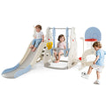 7 in 1 Toddler Slide and Swing Set with Height Adjustable Swing and Basketball Hoop