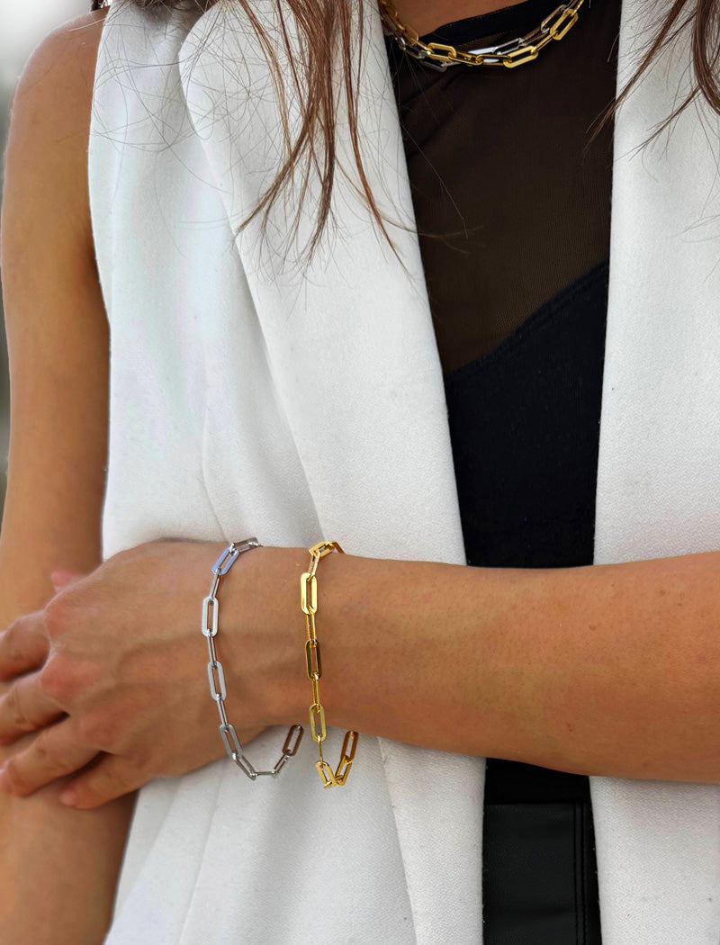 ESSENTIAL Medium Paperclip Link Chain Bracelet | 18K Gold Vermeil