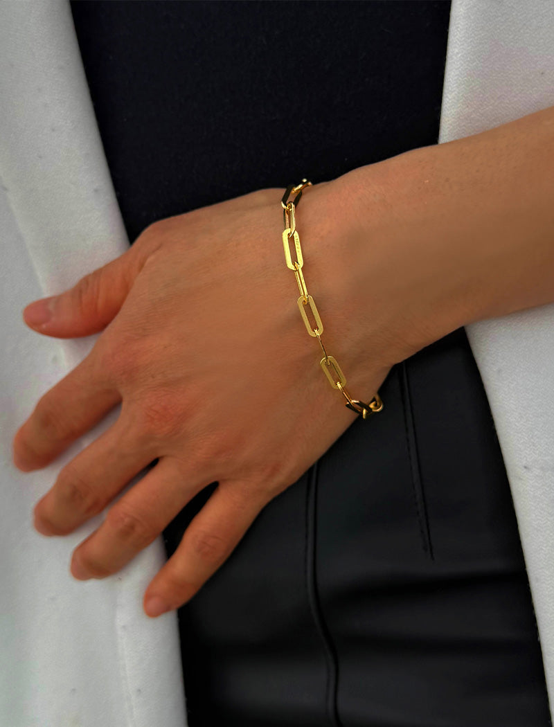 ESSENTIAL Medium Paperclip Link Chain Bracelet | 18K Gold Vermeil