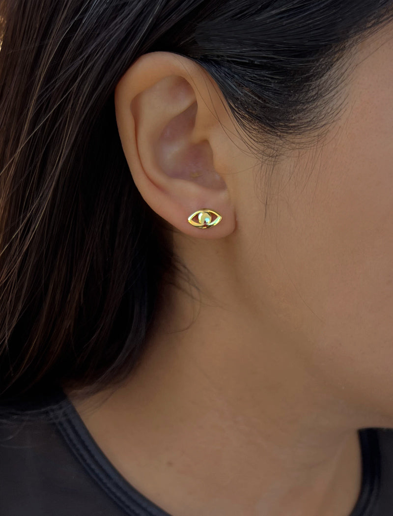 EVIL EYE Stud Earrings | 18K Gold Over Sterling Silver