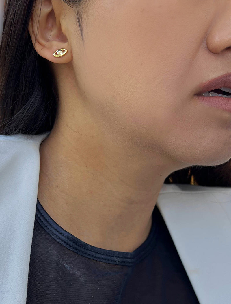 EVIL EYE Stud Earrings | 18K Gold Over Sterling Silver
