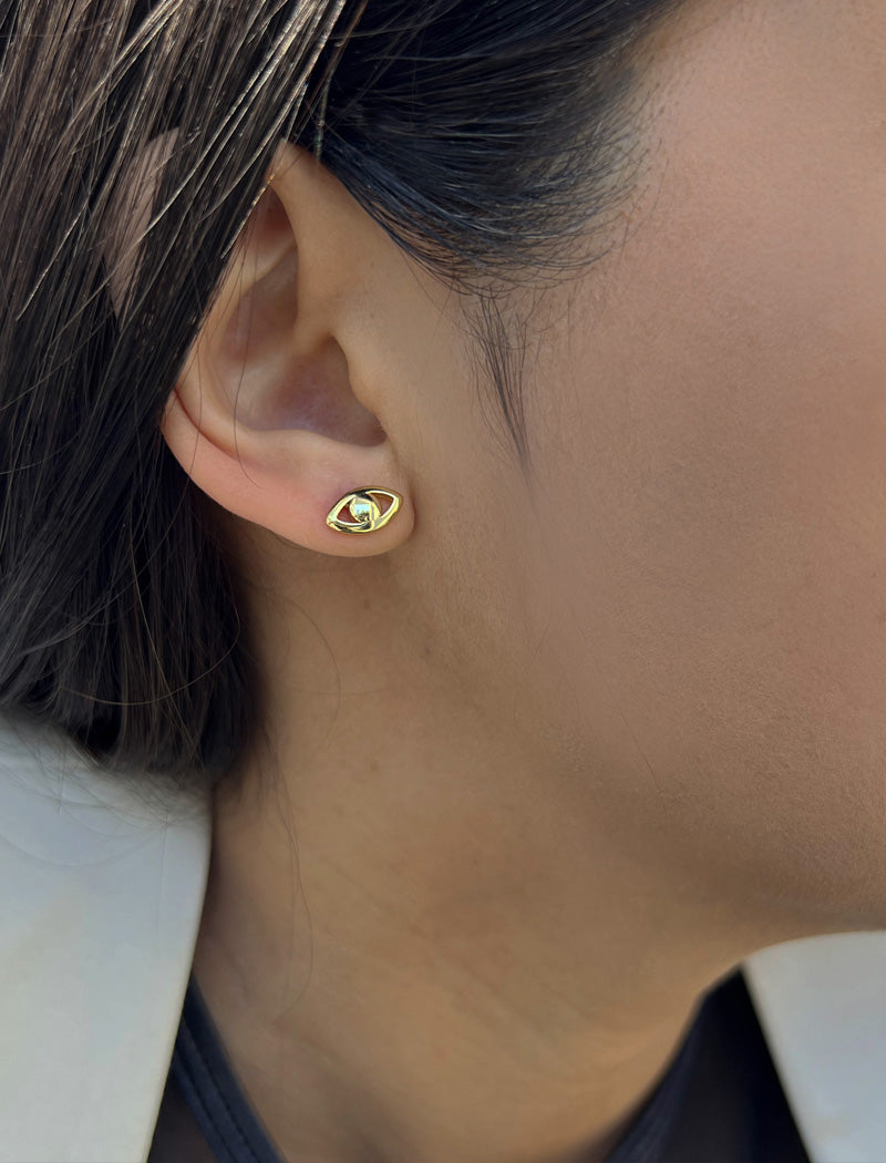 EVIL EYE Stud Earrings | 18K Gold Over Sterling Silver