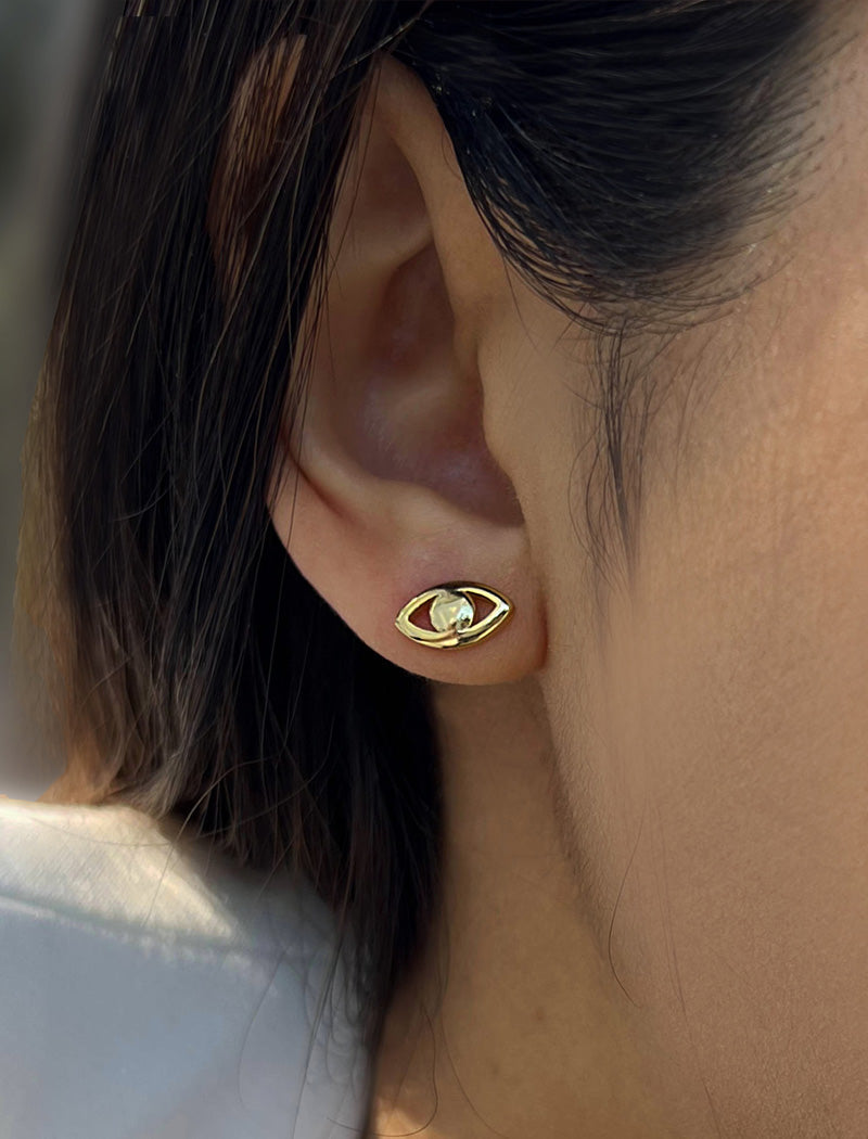 EVIL EYE Stud Earrings | 18K Gold Over Sterling Silver