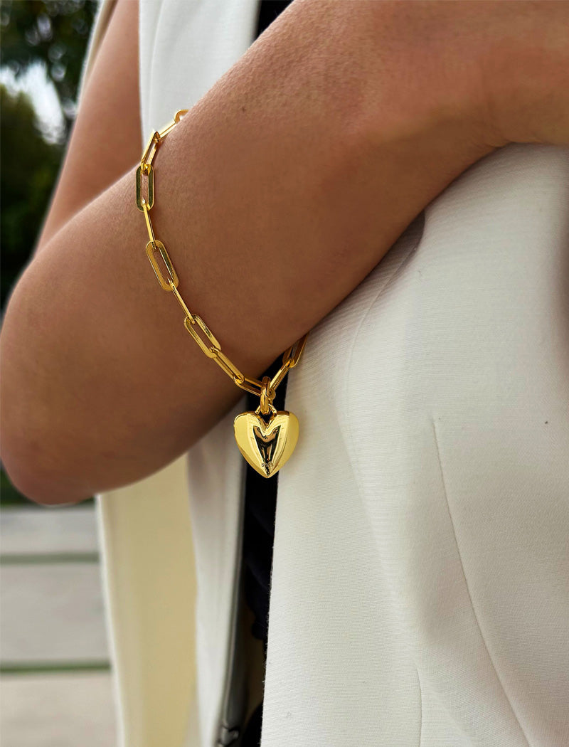 PUFFY HEART Charm Medium Chain Bracelet
