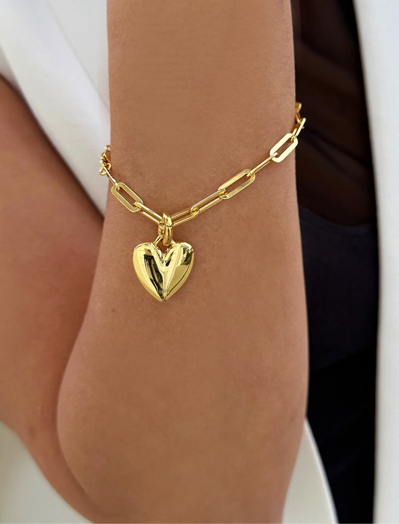PUFFY HEART Charm Medium Chain Bracelet