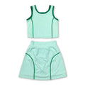 Sleeveless light green top high waist skirt girls activewear set