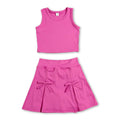 Sleeveless hot pink crop top skirt kids girls active set