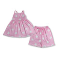 Pink straps polka dots tunic shorts girls summer clothes