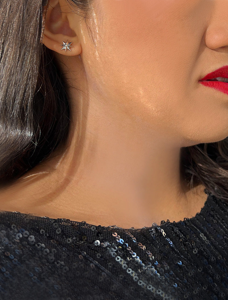 SPARKLE Star Stud Earrings | Sterling Silver