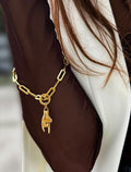 ITALIAN HAND Charm Medium Paperclip Link Chain Bracelet