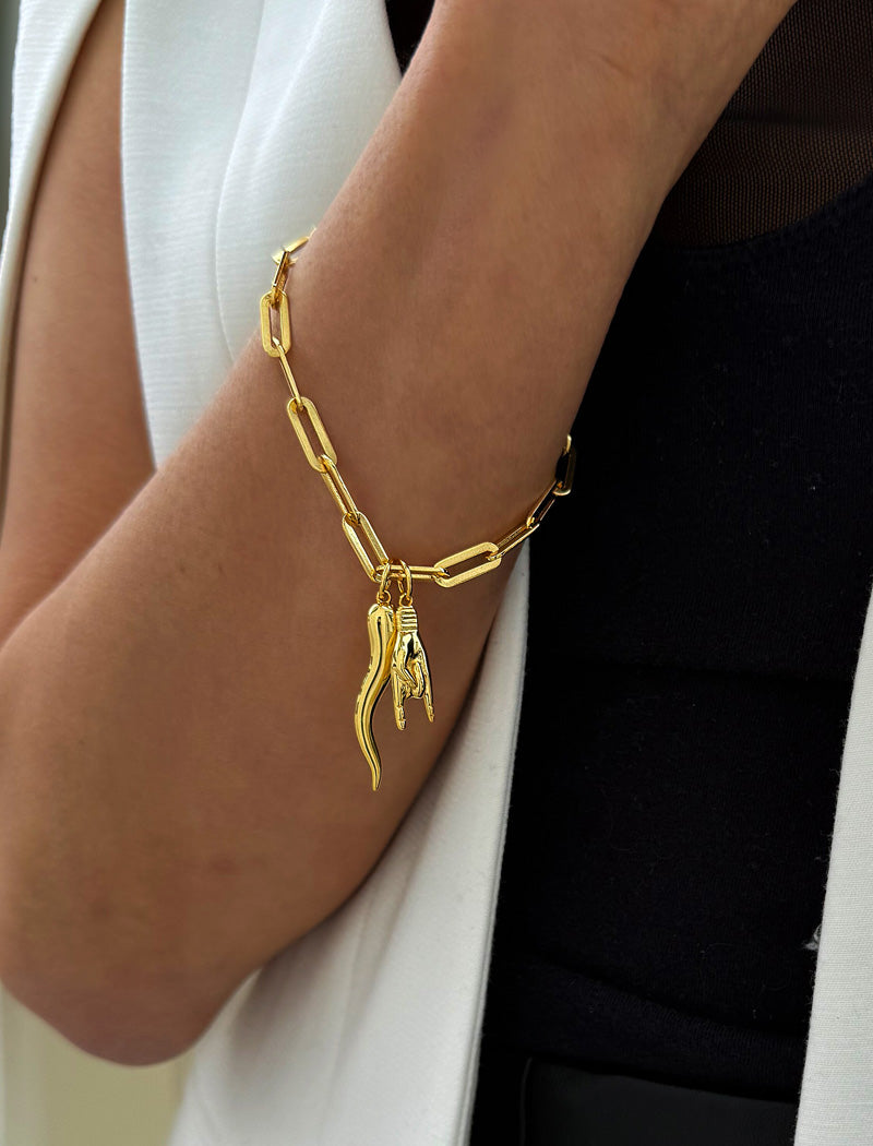 ITALIAN HORN Charm Medium Chain Bracelet