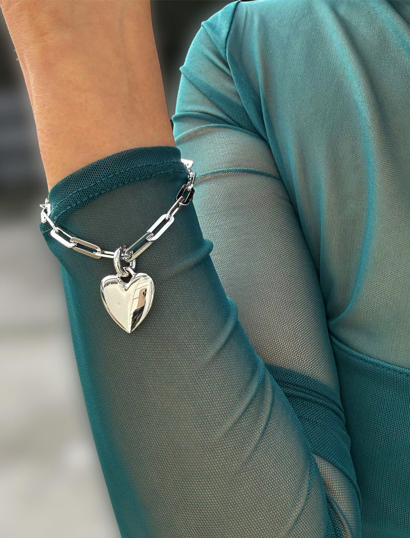 PUFFY HEART Charm Medium Chain Bracelet