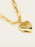 PUFFY HEART Pendant Link Chain Necklace