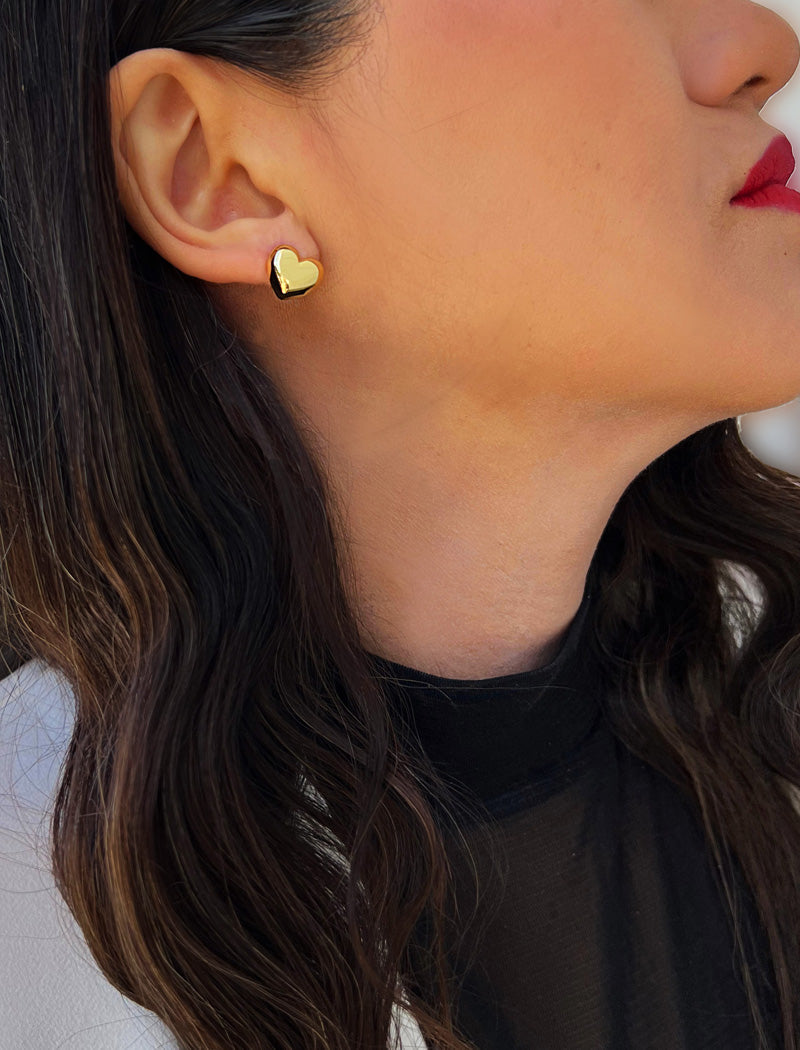 PUFFY HEART Stud Earrings | Sterling Silver