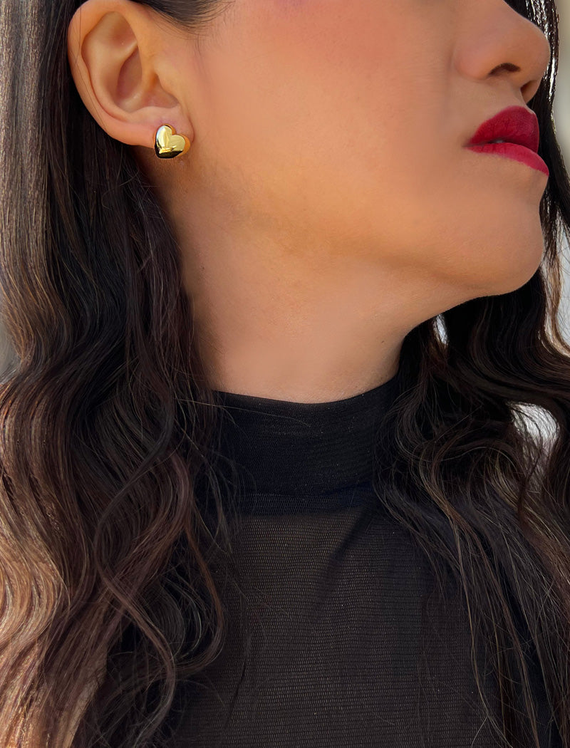 PUFFY HEART Stud Earrings | Sterling Silver