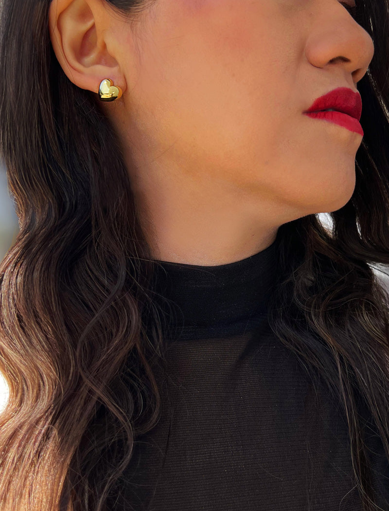 PUFFY HEART Stud Earrings | Sterling Silver