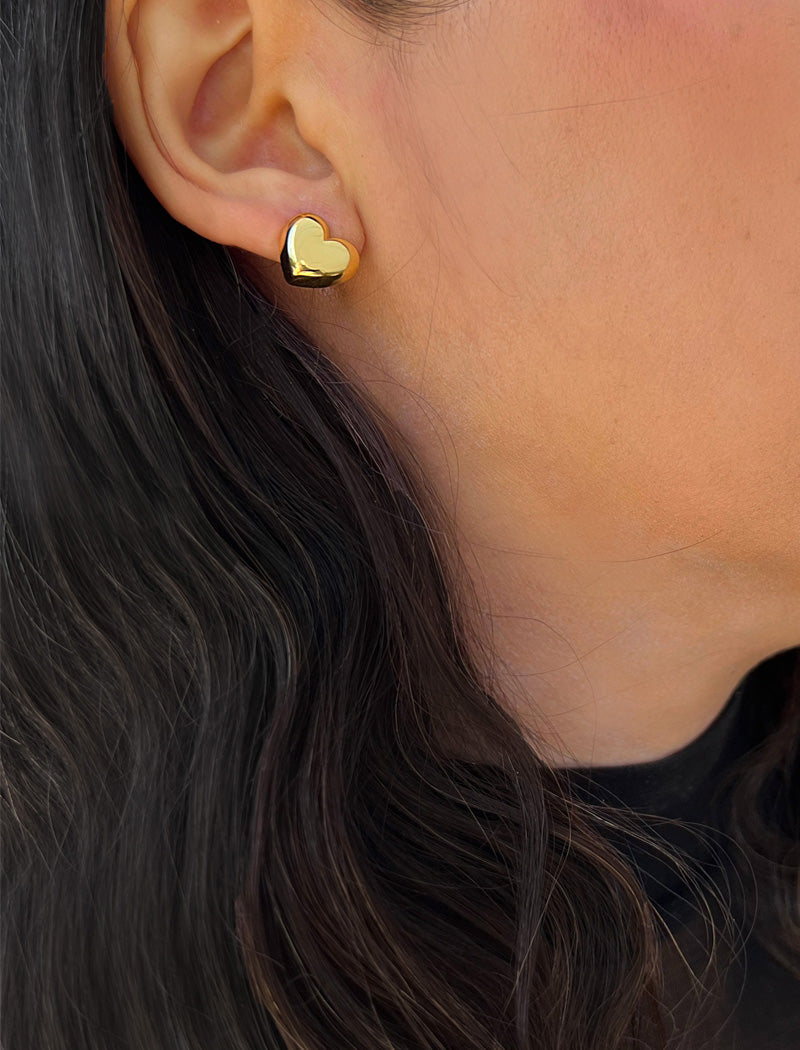 PUFFY HEART Stud Earrings | Sterling Silver