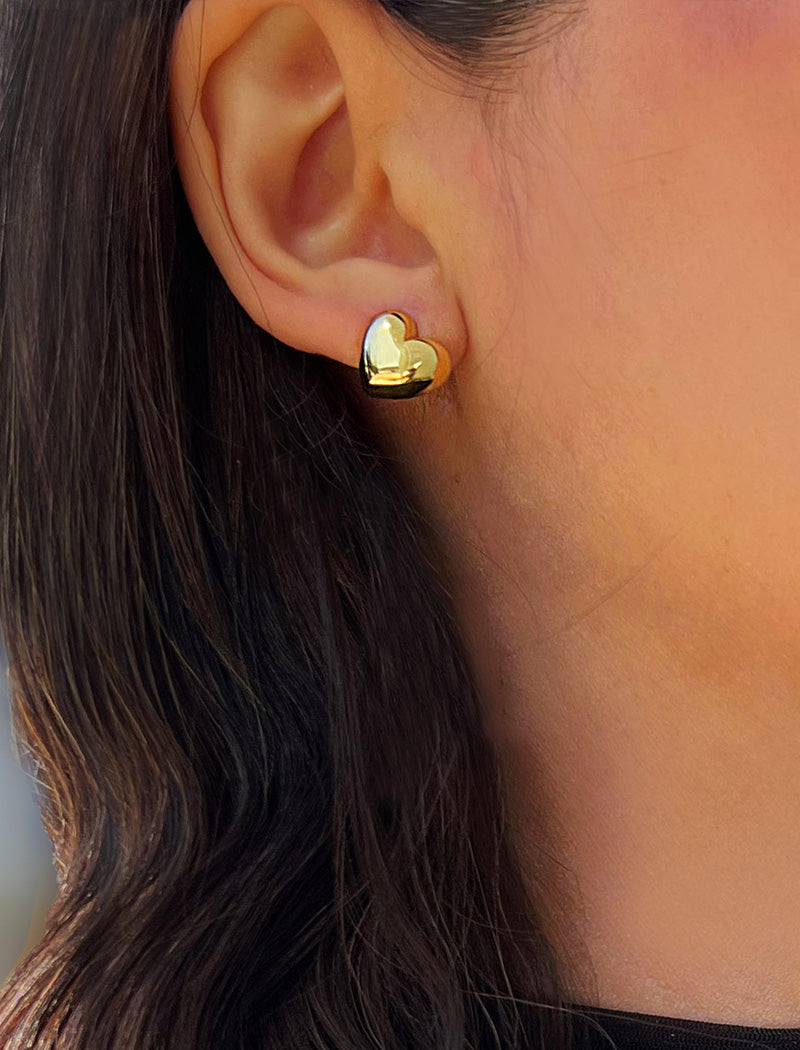 PUFFY HEART Stud Earrings | Sterling Silver
