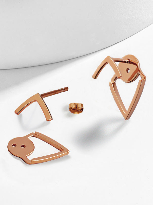 TRILL 2-Way Wishbone Stud Earrings | 18K Rose Gold Over Sterling Silver