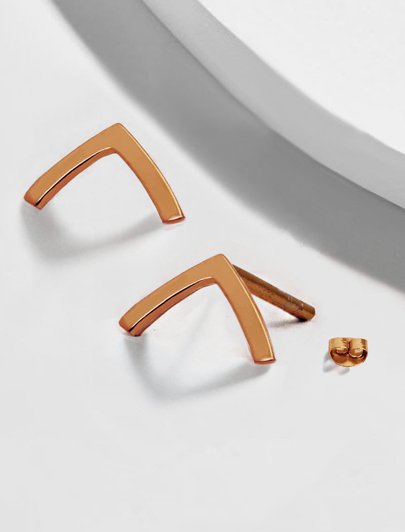 TRILL 2-Way Wishbone Stud Earrings | 18K Rose Gold Over Sterling Silver