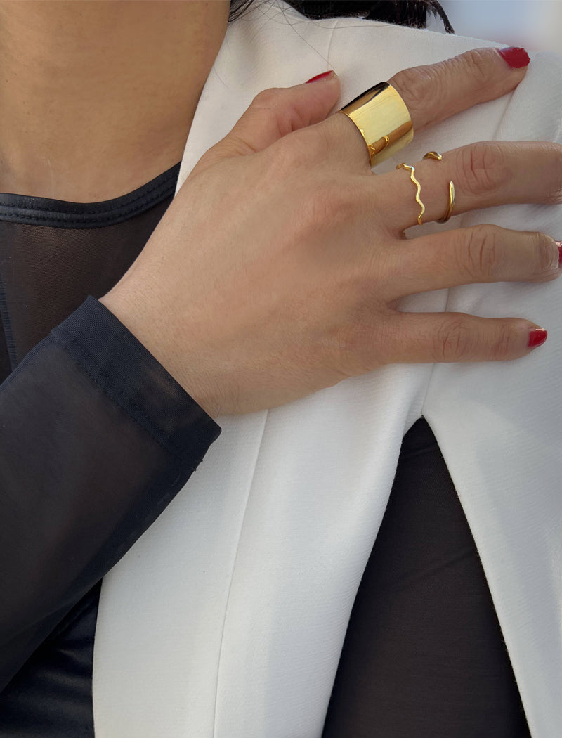 RICH Thick Cigar Band Ring | 18K Gold Vermeil