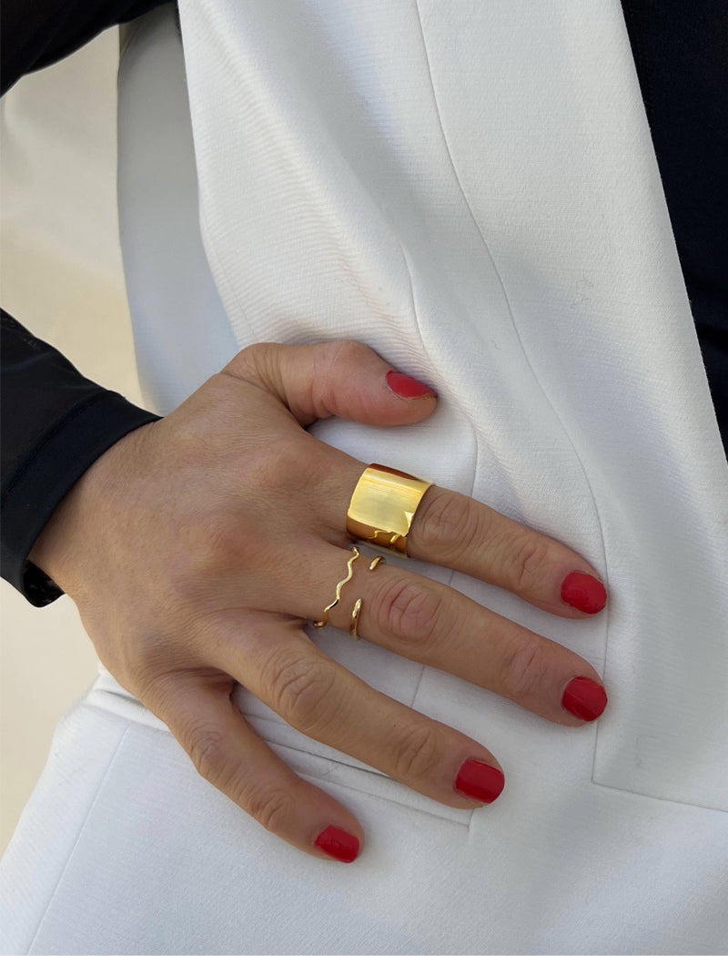 RICH Thick Cigar Band Ring | 18K Gold Vermeil