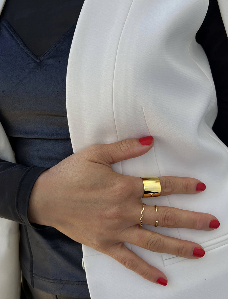 RICH Thick Cigar Band Ring | 18K Gold Vermeil