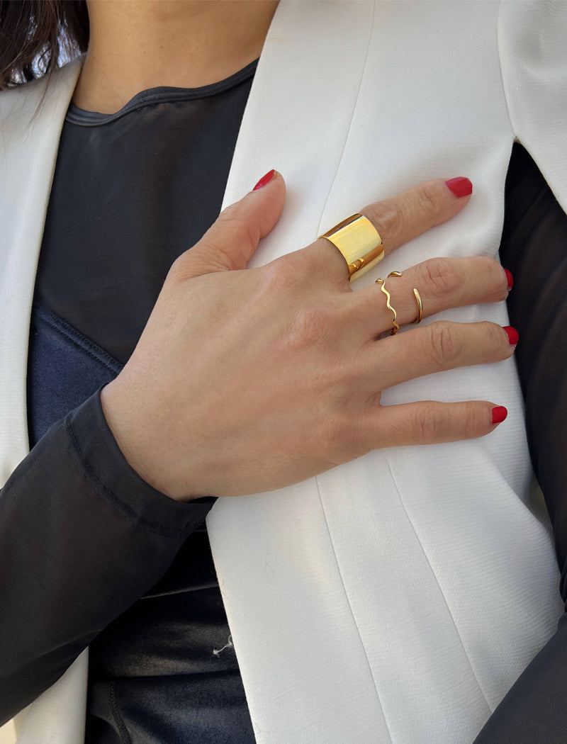 RAMEN NOODLE Wavy Stackable Ring | 18K Gold over Sterling Silver