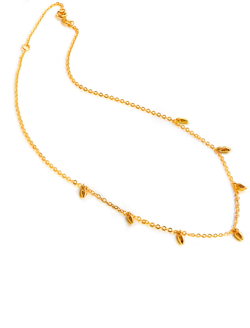 RICE Bead Chain Strand Necklace | 18K Gold Over Sterling Silver