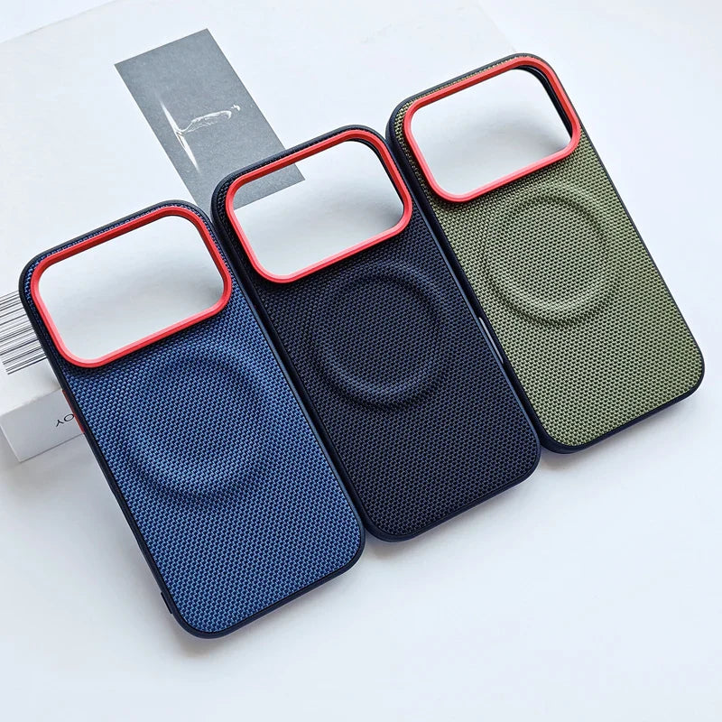Premium Elegant Magnetic Soft TPU + Nylon Woven Leather Back Case for iPhone 17 Pro Max 17 Air