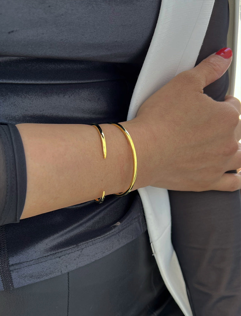 SUCCESS 2-Way Stacking Band Open Ring | 18K Gold Over Sterling Silver