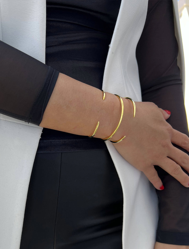 SUCCESS 2-Way Stacking Band Open Ring | 18K Gold Over Sterling Silver