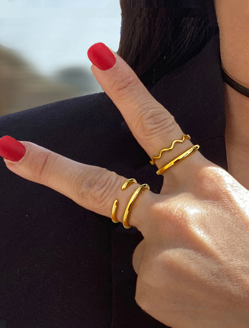 RAMEN NOODLE Wavy Stackable Ring | 18K Gold over Sterling Silver