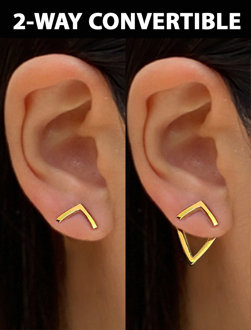 TRILL 2-Way Wishbone Stud Earrings | 18K Gold Over Sterling Silver