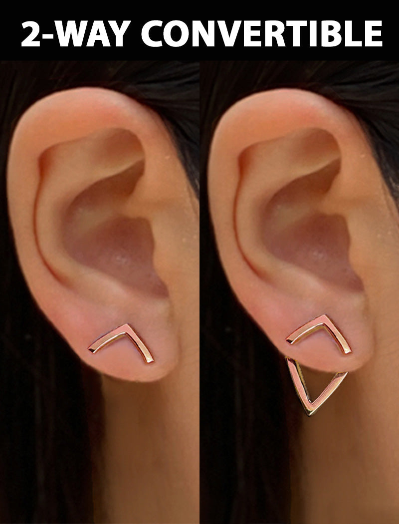 TRILL 2-Way Wishbone Stud Earrings | 18K Rose Gold Over Sterling Silver