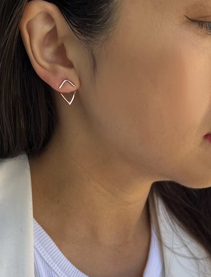 TRILL 2-Way Wishbone Stud Earrings | 18K Rose Gold Over Sterling Silver