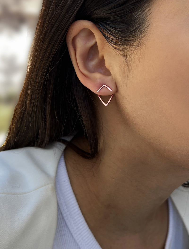 TRILL 2-Way Wishbone Stud Earrings | 18K Rose Gold Over Sterling Silver