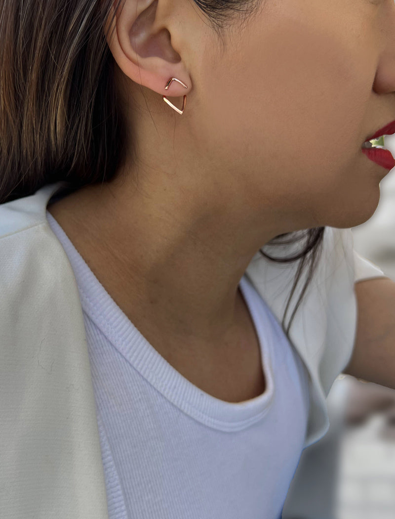 TRILL 2-Way Wishbone Stud Earrings | 18K Rose Gold Over Sterling Silver