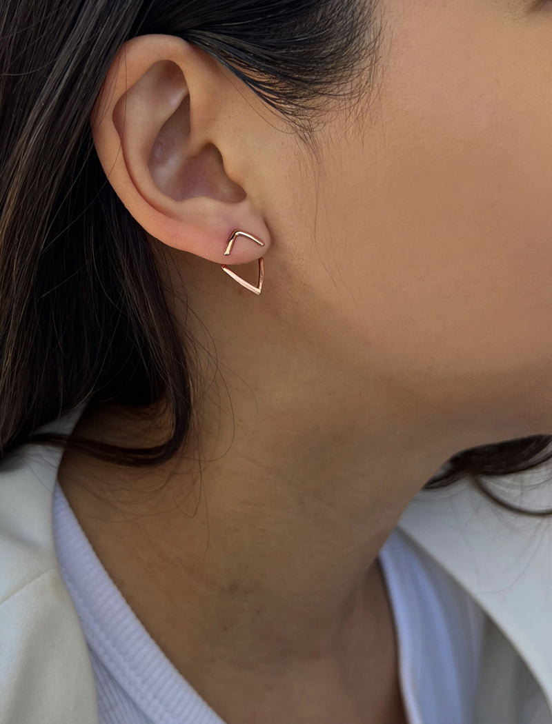 TRILL 2-Way Wishbone Stud Earrings | 18K Rose Gold Over Sterling Silver