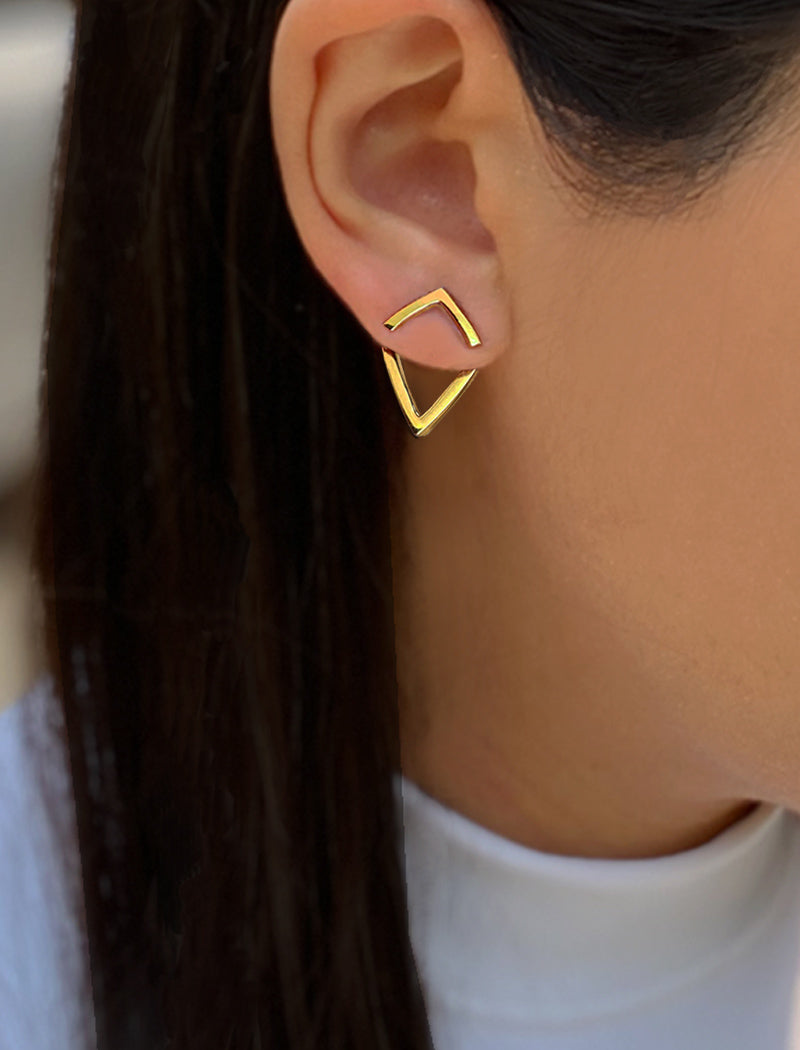 TRILL 2-Way Wishbone Stud Earrings | 18K Gold Over Sterling Silver