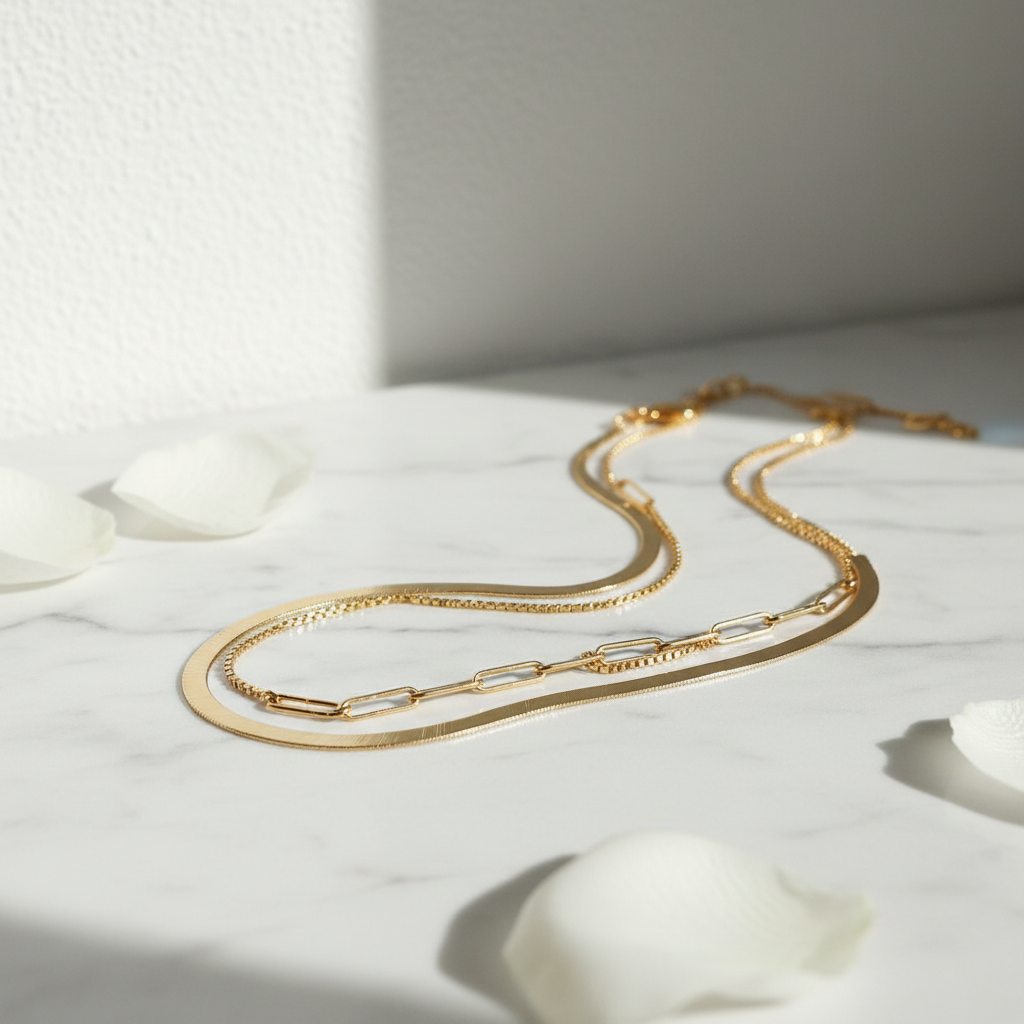 Gold Layering Chain Necklace Set