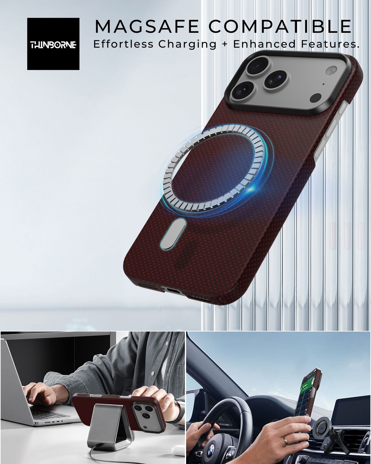 iPhone 17 Pro Max Case - Super Thin | Aramid Fiber | MagSafe - Crimson