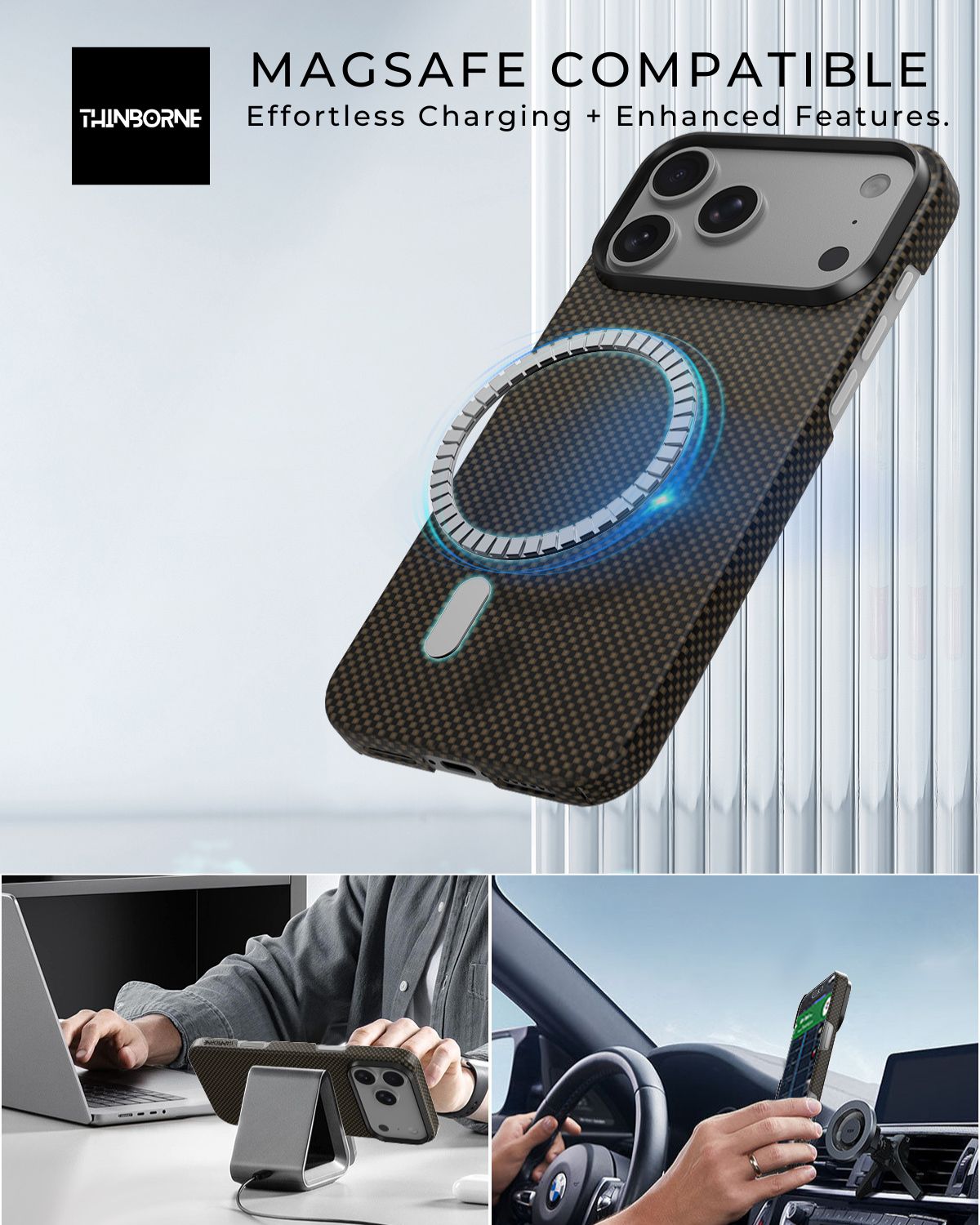 iPhone 17 Pro Max Case - Super Thin | Aramid Fiber | MagSafe - Brown|Black
